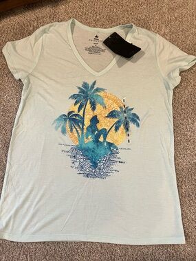 Disney Princess Ariel Mint/light blue Tee with Teal Palms and Gold Sun